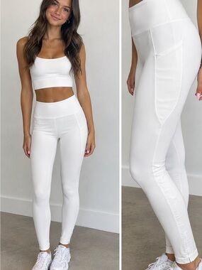 Free People White High-Rise Pocket Leggings